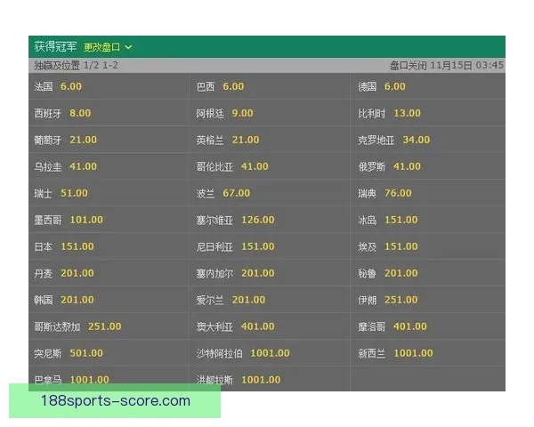 世界杯竞猜赔率全面对比分析，带你洞察投注机会和潜在回报